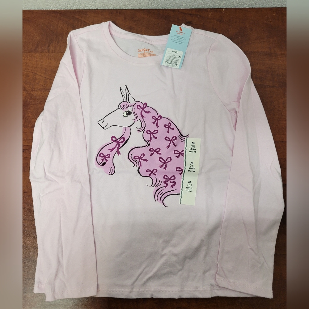 Cat & Jack Girls Unicorn Print Long Sleeve Shirt Medium (8) NWT